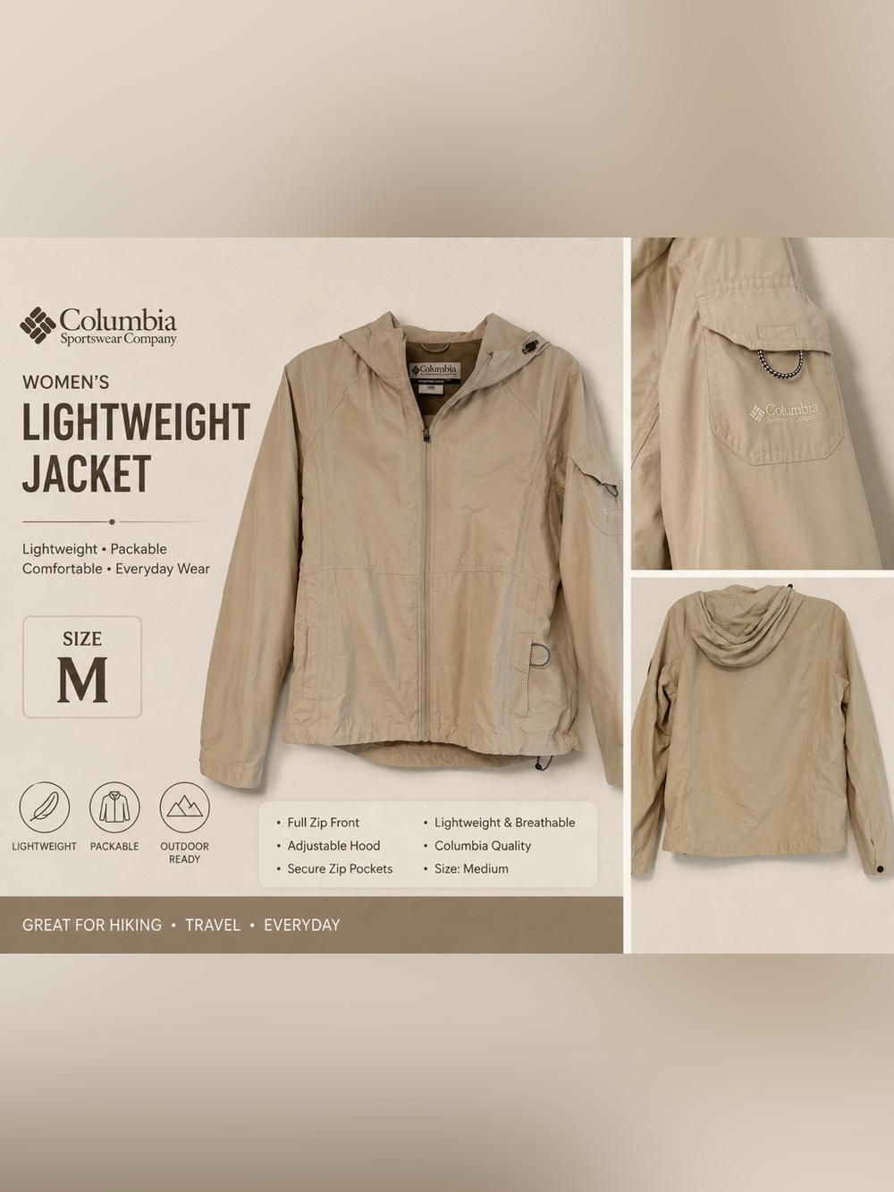 Columbia Hooded Zip Jacket - Khaki
